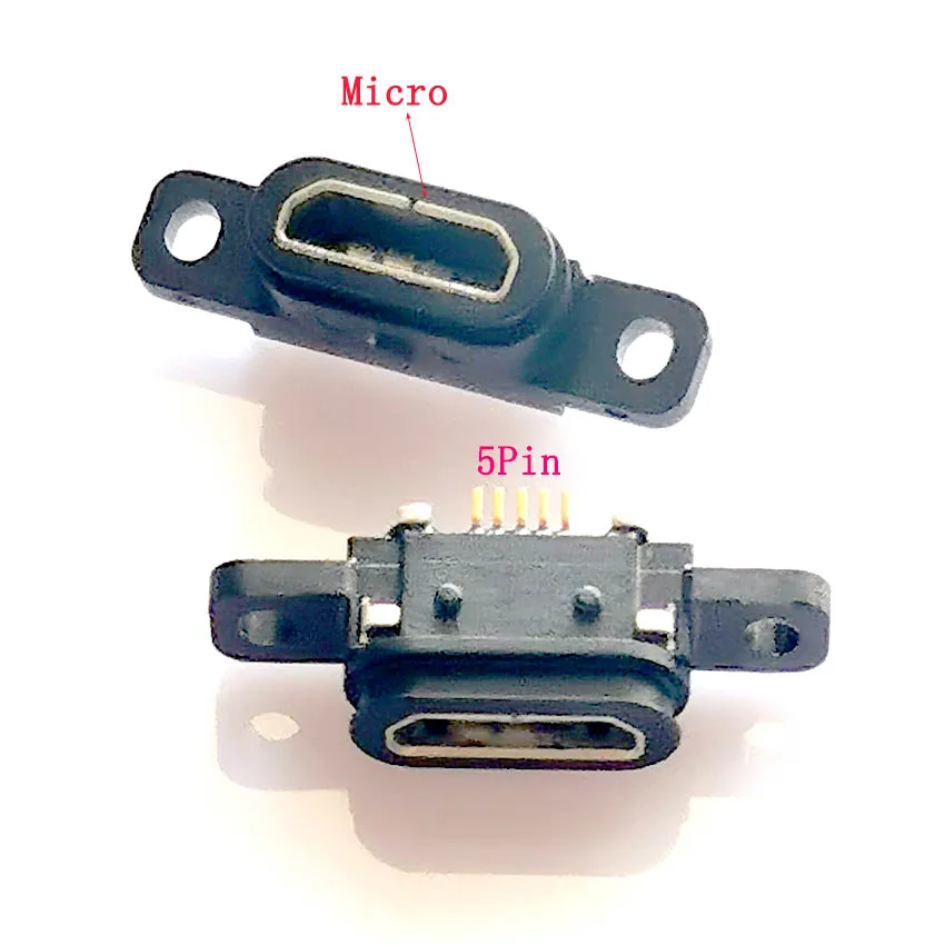 2 sztuk/5 sztuk Micro USB 5pin gniazdo ładowania gniazdo Port stacji dokującej 5P IP67 wodoodporne złącze żeńskie z otworem na śrubę