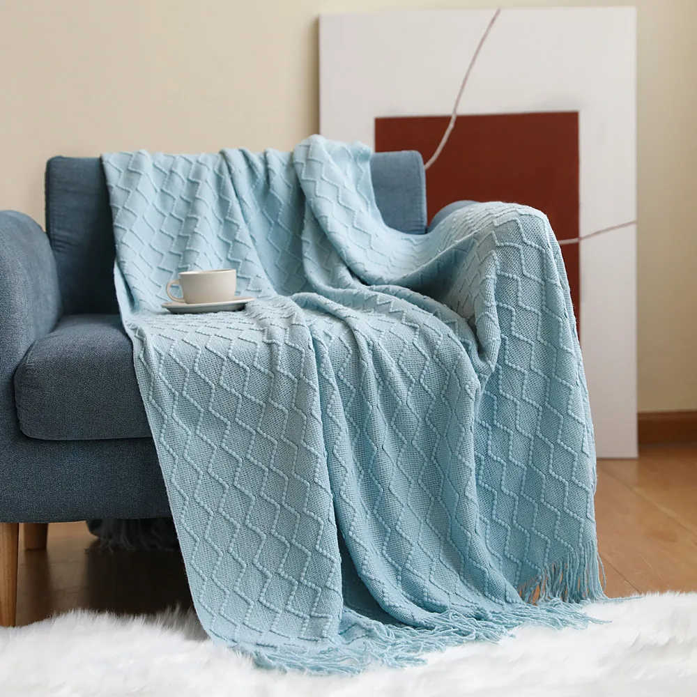 

Inya Throw Knit Blanket with Tassels Textured Cozy Lightweight Decorative Throw Blanket for Couch And Bed Sofa Travel