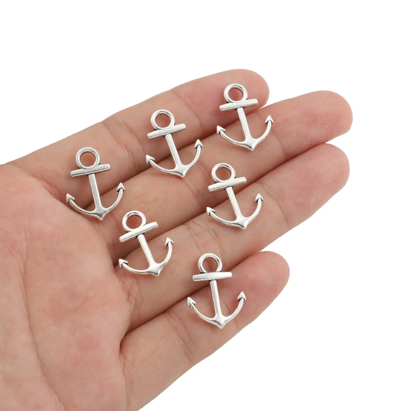 

10Pcs Antique silver color Ship Boat Anchor Charm Metal Hook Pendant For Bracelet Key chain DIY Accessory handmade