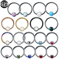 1Pc G23 Titanium Opal Ear Septum Piercing Nose Ring Hoop Lip Piercings Rings CBR Helix Tragus Labret Rings Sexy Body Jewelry