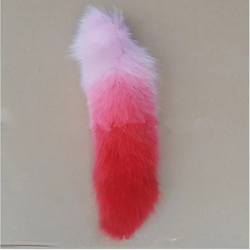 Genuine Fox Fur Tail Keychain for Women, Long Colorful Gradient Belt, Tassel Phone Chain, Blue, Red, Green, Bags, Fashion, A85