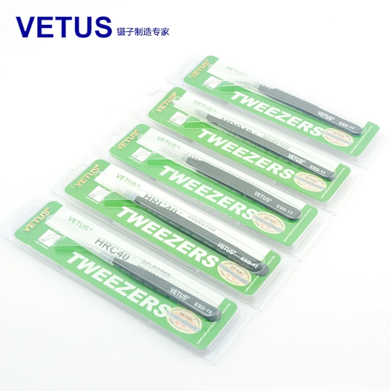 Vetus – pince à épiler de haute précision, série ESD originale, Anti-acide, pour Extension de faux cils, plante Hyperfine