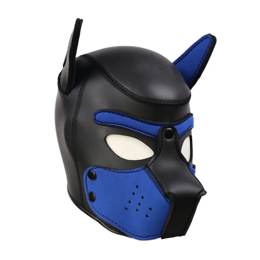 Sexy Party Masks Puppy Play Dog Hood Mask Padded Latex Rubber Role Play Cosplay Full Head+Ears Halloween Mask Sex Toy For Couple