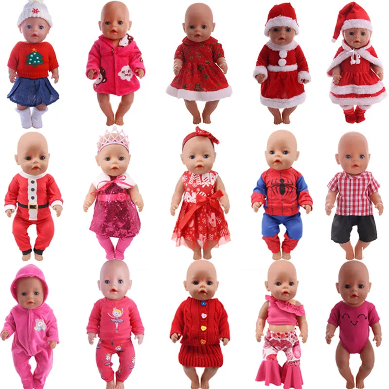 Roupas de natal série vermelha para cabeça de 18 estações e 43 cm acessórios de boneca reborn bebê, nossa geração, presentes diy para crianças