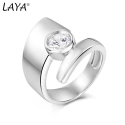 Laya 925 Sterling Silver High Quality Zircon Triangle Crossing Irregular Finger Ring For Women Fashion Jewelry 2021 Trend