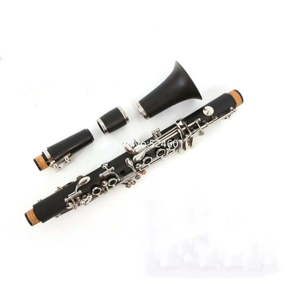 beautiful Sound Clarinet Eb Key Ebony Wood or Bakelite E flat Nickel Plated 17 Keys Musical instrument Professional With Case