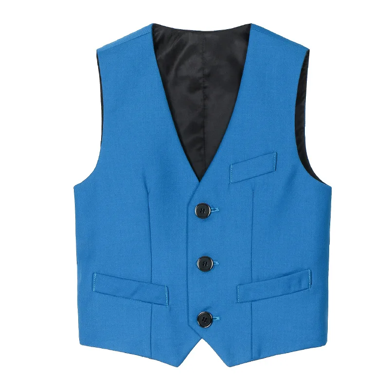 Boy Silver Gold Sparkly Color Vest Boy Stage Costumes Size 100-150T Handsome Boy Blazers Quality Vest White Blue Red Pink Black