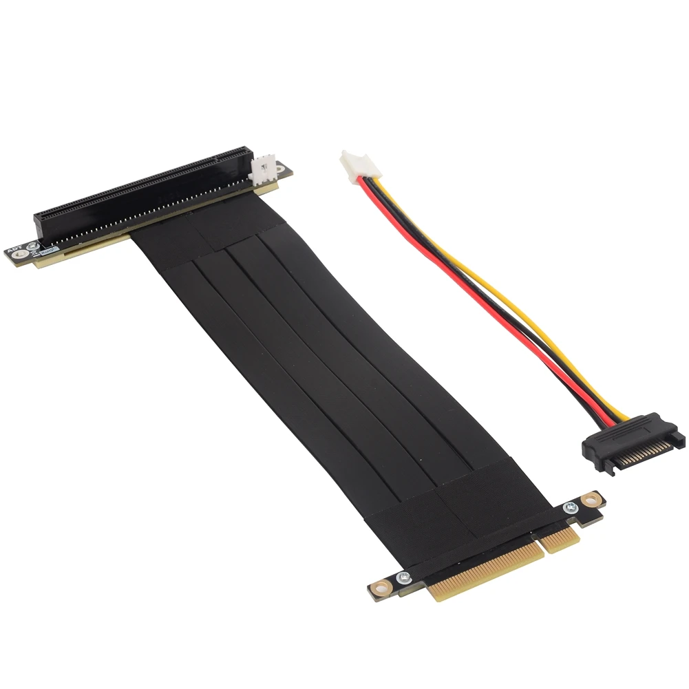 RTX 3060 PCIe X8 to X16 Male to Female Riser Cable ETH Mining Motherboard Extension with Vertical Graphics Card Base Board