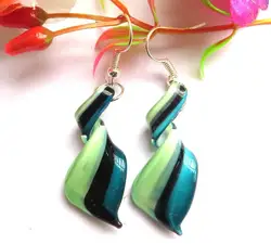 Handmade Murano Glass Earrings Women Three Mixed Color Ribbon Art Gold Foil Earrings Glass Jewelry Thanksgiving Girl Gift E04