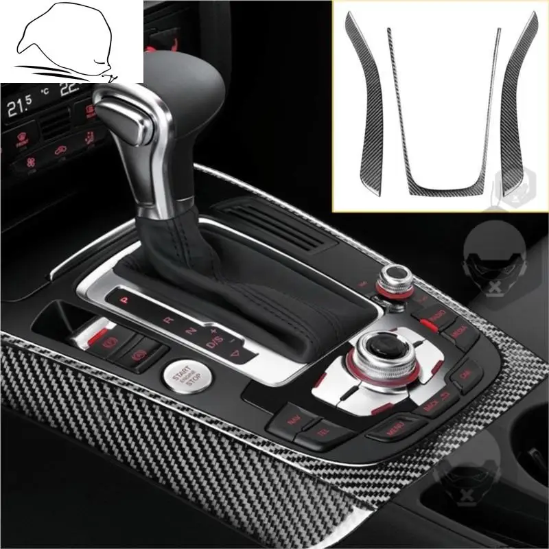 

RRX Real Carbon Fiber Car Center Console Gear Shift Frame Decoration Trim Sticker For Audi A4 B8 2009-2016 A5 Interior Modified