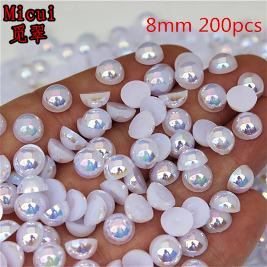 Mix Size AB color Flatback Half Round Pearl Craft ABS Imitation Pearl Acrylic Rhinestones Scrapbook Beads 3D Non HotFix Nail Art