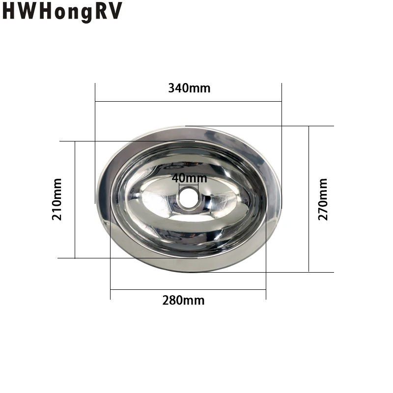 RV Wash Ellipse basin stainless steel sink bright stainless steel RV Caravan Camper Stainless Steel Hand Wash Basin Kitchen