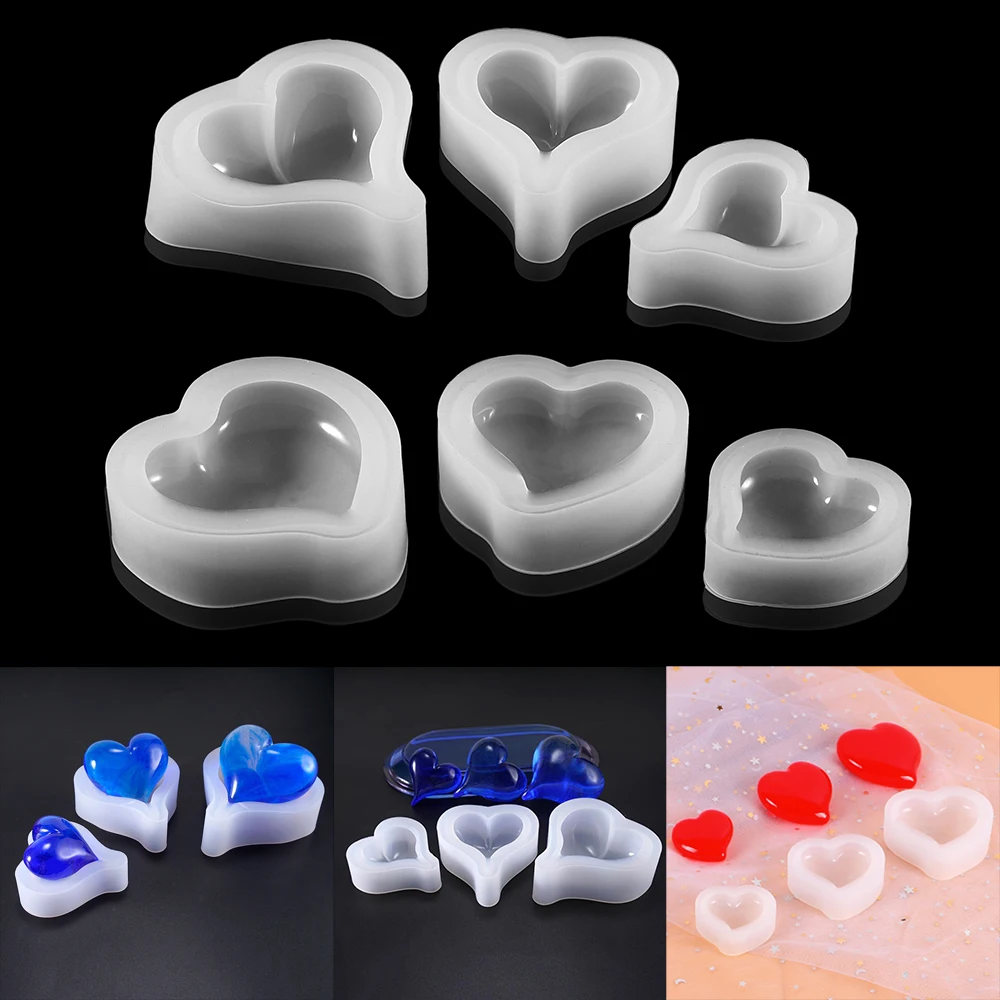 Molde de silicona en forma de corazón 3D, resina epoxi, colgantes de llavero, molde de jabón, moldes de vela para accesorios de fabricación de joyas