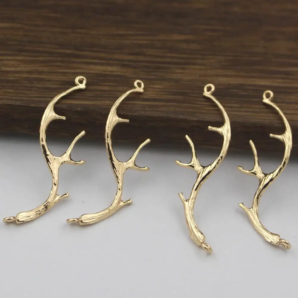 10pcs  Brass Casted Deer Antler Connectors Branch Charms Quality Stamping Decoration DIY Stuffs Jewelry Accessories Designs