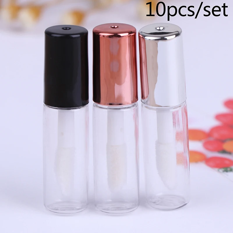 10 Uds. Vacío transparente PE brillo de labios tubos protector labial de plástico tubo lápiz labial Mini contenedor de muestra de cosmético