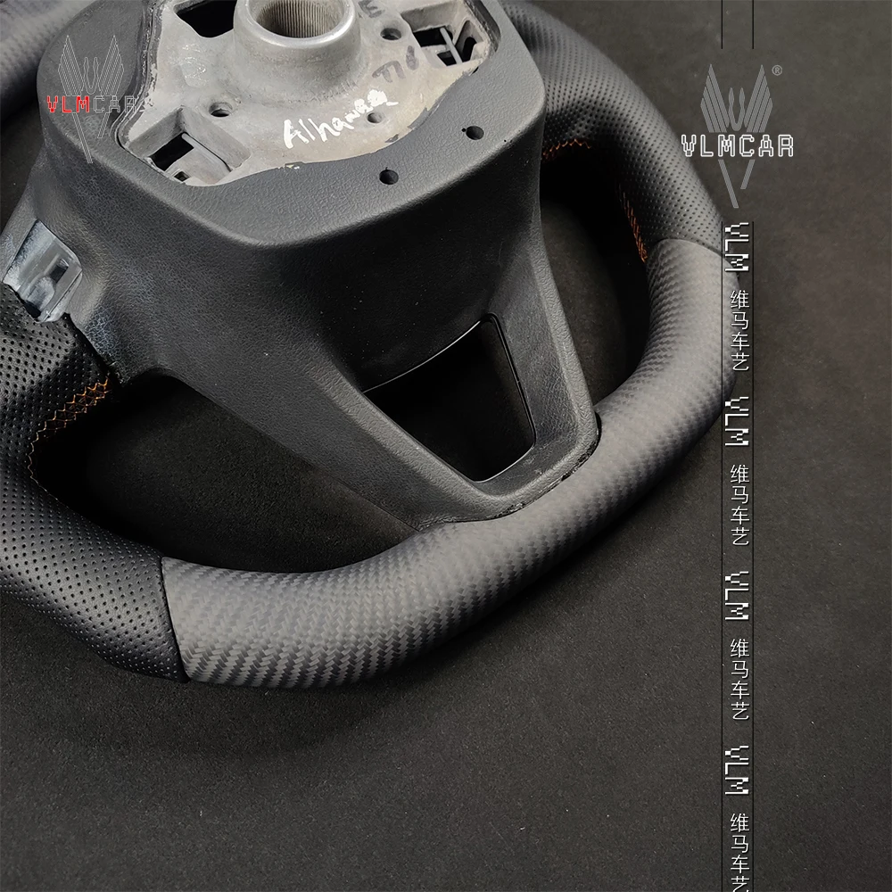 VLMCAR-Private Custom Carbon Fiber Steering Wheel, Seat Leon Cupra R ST Ateca FR MK3 with Paddles Holes Fit All Model Year