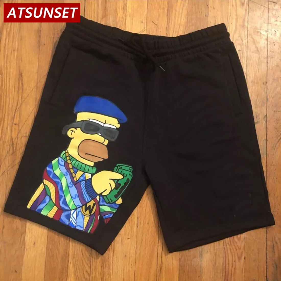 

ATSUNSET 2022 Men's Summer New Hot Casual Shorts Cartoon Print Solid Cotton Clothing Shorts Hawaii Fashion Bottoms