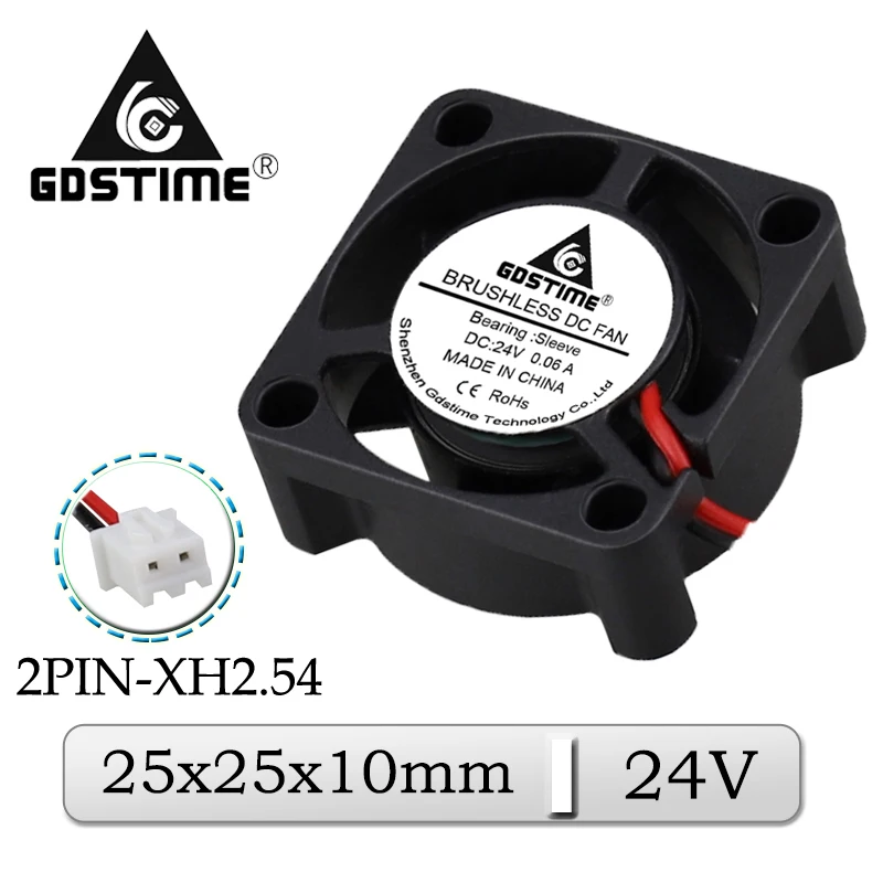 5 sztuk/partia Gdstime DC 24V 25mm x 25mm x 10mm 25mm Mini osiowy wentylator chłodnicy 2510 2cm bezszczotkowy mikro wentylator chłodnicy