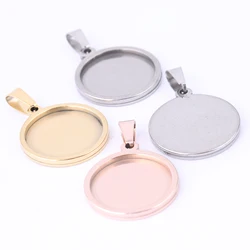 5pcs Stainless Steel 16mm 18mm Cabochon Base Settings Diy Bezel Pendant Tray Blanks For Neckalce Jewelry Making Supplies
