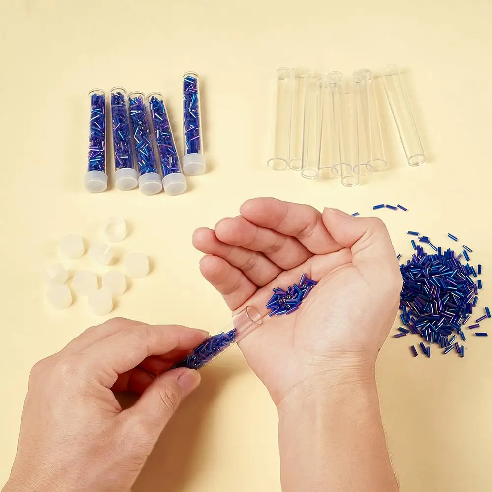 200pcs Trasparente Tubo di Plastica Bead Contenitori con Coperchio per i Monili di Imballaggio di Stoccaggio Tallone Del Chiodo Strumento di 13.5 millimetri di larghezza, 76 millimetri lungo