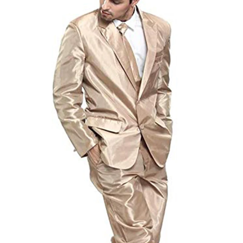 Traje de fiesta de dos botones para hombre, traje de ocio de Color sólido para fiesta de vacaciones, Chaqueta de traje de dos piezas con corbata y pantalones