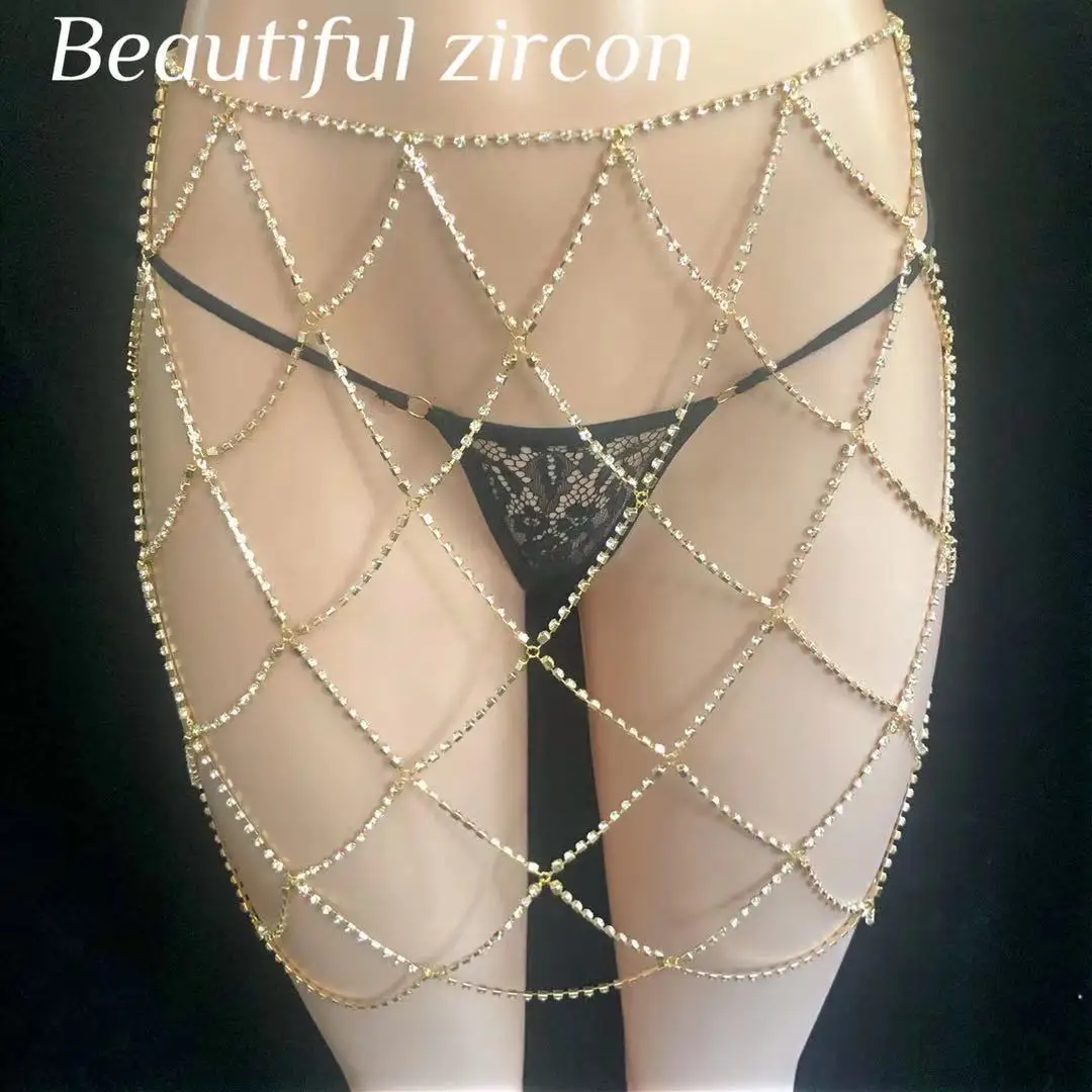 Classic fashion mesh Rhinestone waist chain sexy crystal women's skirt waist chain leg chain skirt accessories