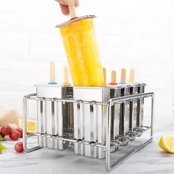 Steel Ice Cream Mold Popsicle Mould DIY Fruit Ice Cream Stick Holder 6 Molds 10 Molds