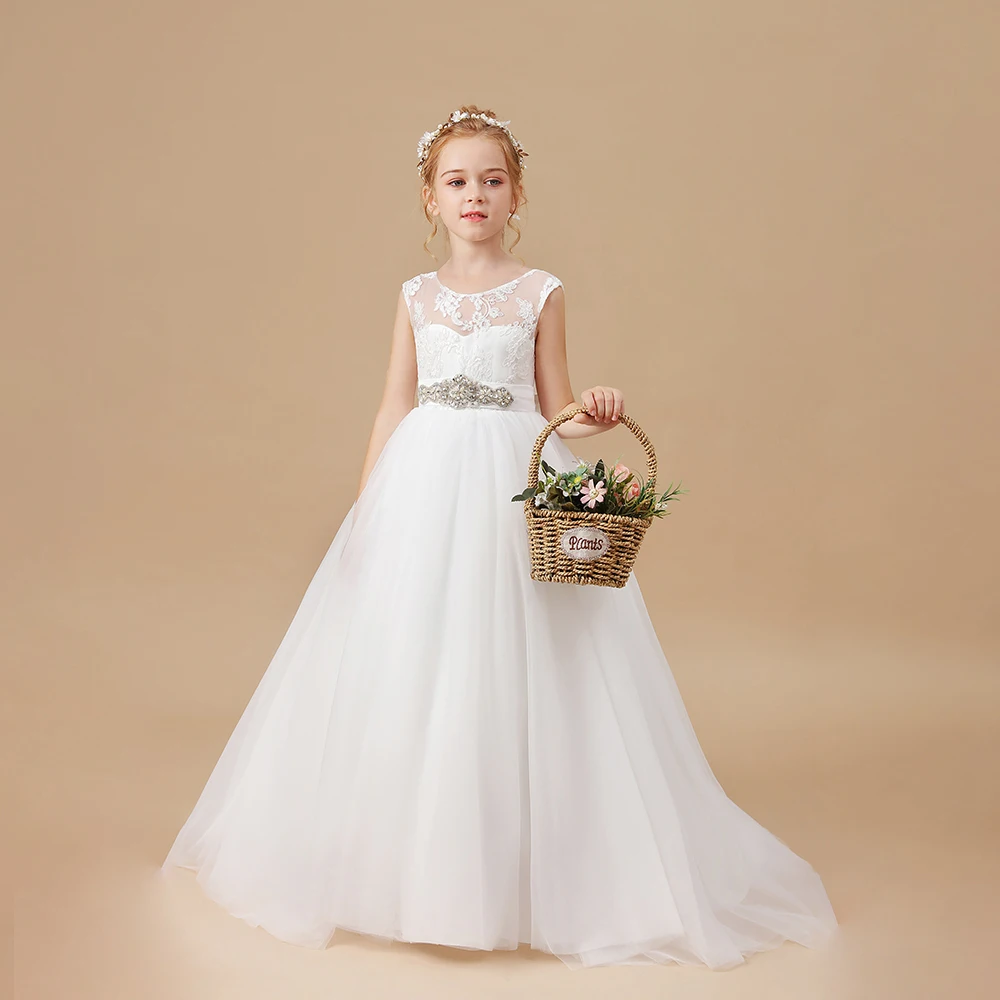 Robe de demoiselle d'honneur princesse classique et élégante pour enfants, robe de Rhde fête, cérémonie de mariage, anniversaire, soirée