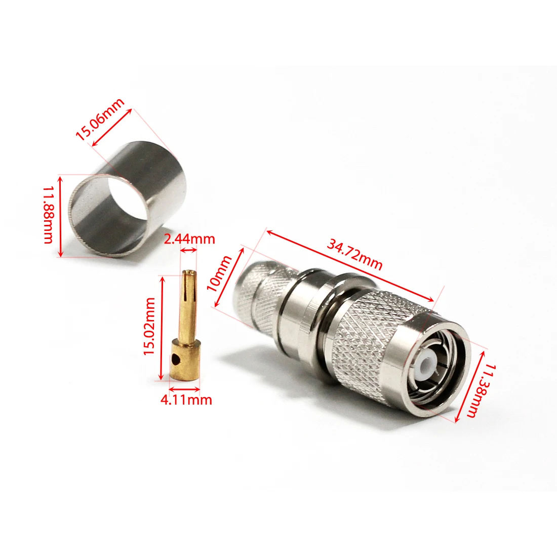 Connecteur coaxial RF à sertir, fiche mâle RP TNC RG8 RG213, câble droit nickelé, nouveau, vente en gros, 1 pièce