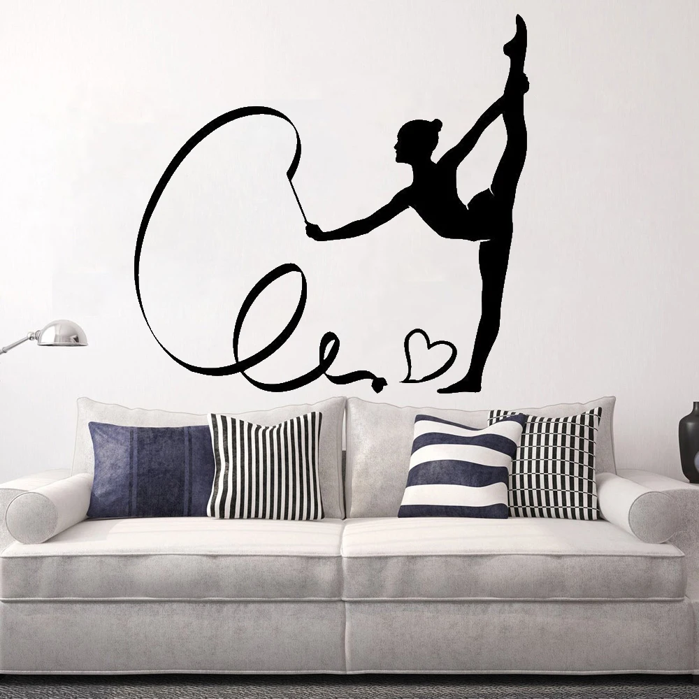 Interesting Gymnast Silhouette Vinyl Car Art Sticker Decor Mural DIY Knife And Fork Removable Wall Decal Family Home Sticker