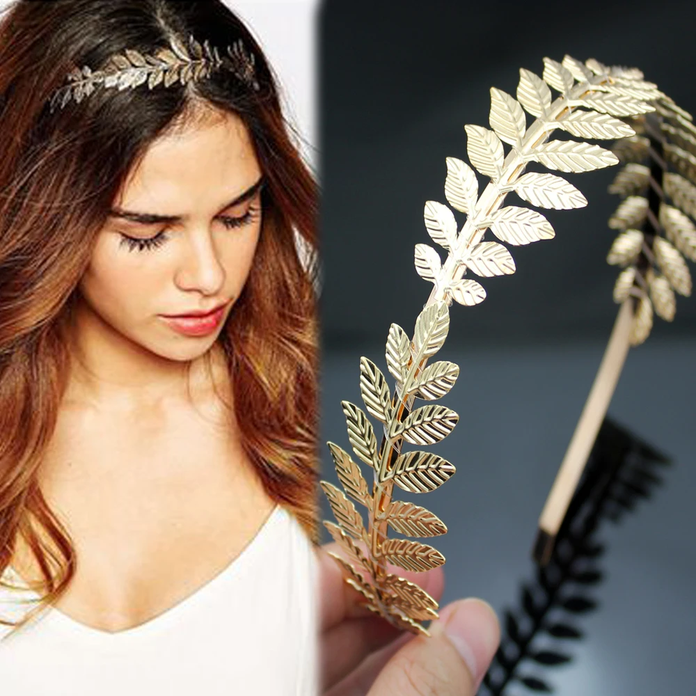 Roman Leaf Branch Dainty Hair Crown Tiara Greek Goddess Alice Heabdband For Women Head Dress Boho Bridal Bride Wedding Jewelry