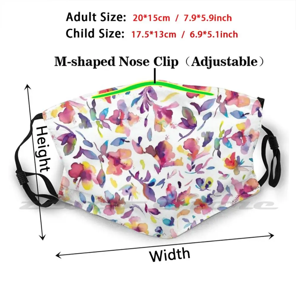 Masque en tissu lavable à motif de fleurs d'hibiscus pour adulte et enfant, filtre à aquarelle Pm2.5, fleurs tropicales