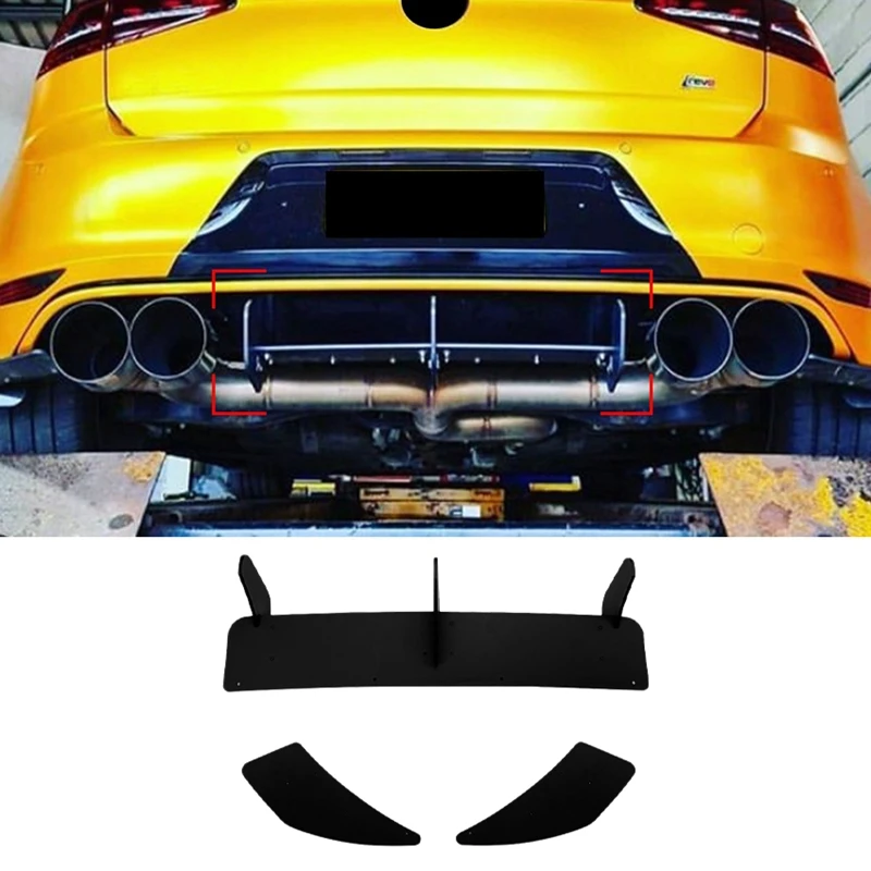 Newfor Golf 7R Golf 7 R 2013-2016 Glossy Black Rear Bumper Diffuser Splitter Spoiler Fins Trim