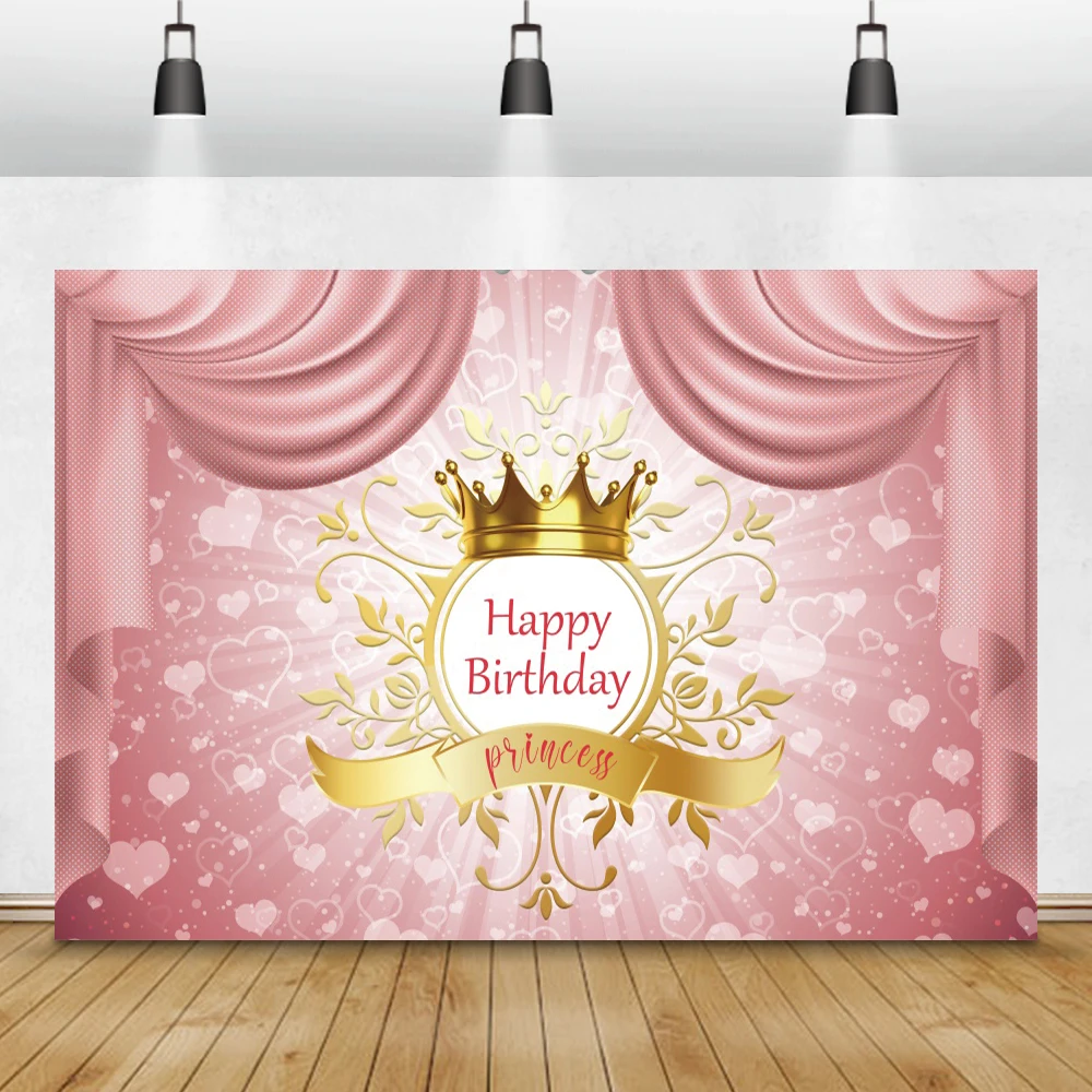 The King Children Happy Birthday Background Golden Crown Black Curtain Baby Portrait Personalized Poster Photography Backdrop