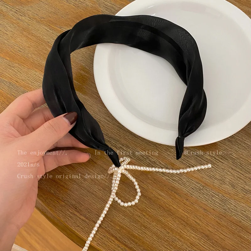 Ruoshui Woman Elegant Tassel Pearl Hairband Stain Headband Bezel Women Head Hoop Hair Accessories Turban Headwear Ornaments