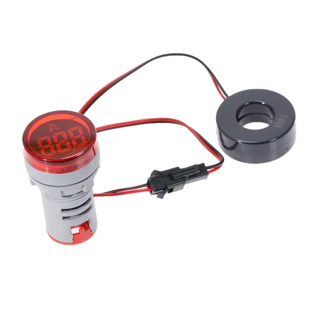 22mm Mini Indicator Led Light Lamp Digital Voltmeter Voltage 20-500V Amp Meter 0-100A AC101-22AM