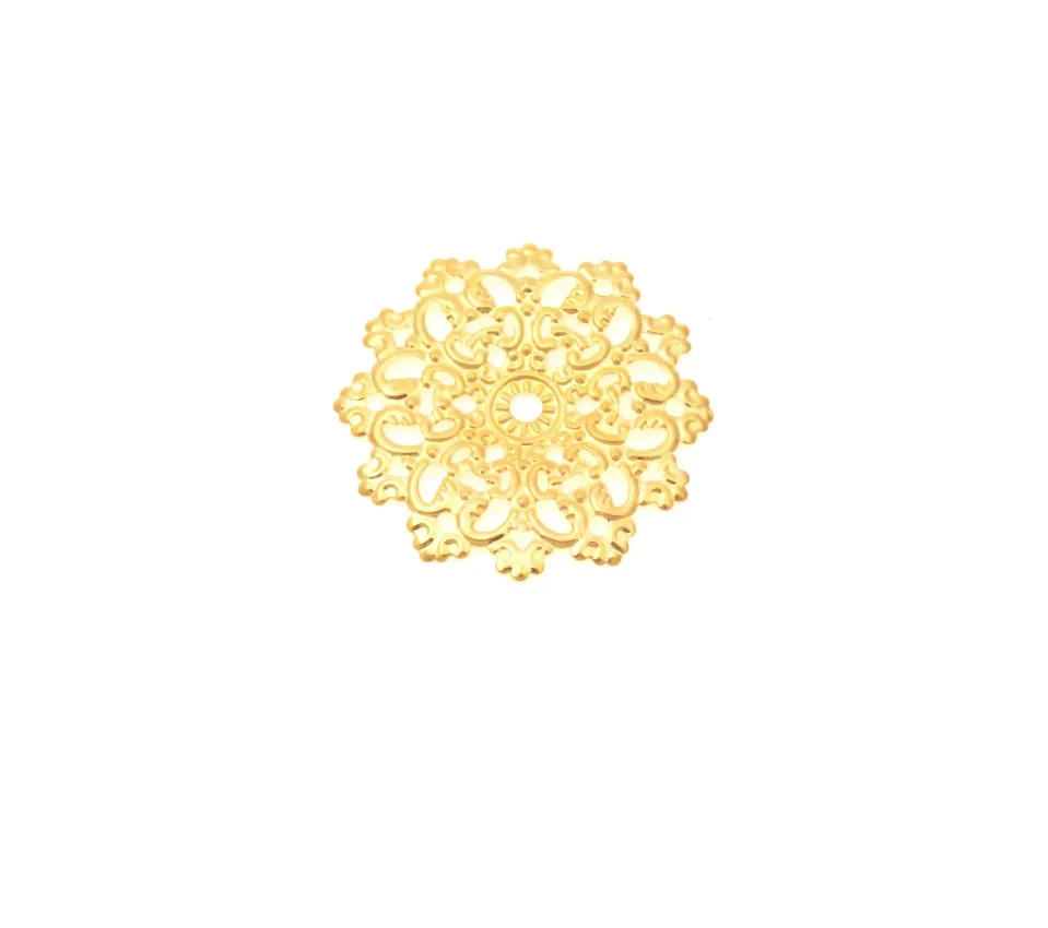 

Free shipping Retail 10Pcs Gold Tone Filigree Flower Wraps Connectors Metal Crafts Decoration DIY Findings Connectors 4.8x4.8cm