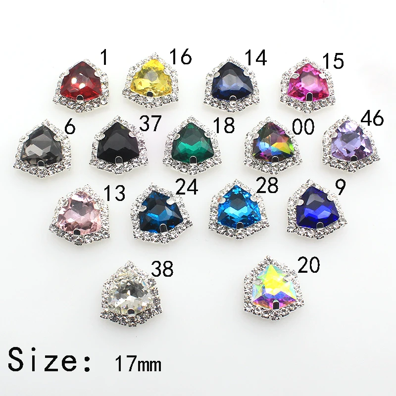 New 17MM Fat Triangle High-quality Artificial Glass Crystal Rhinestone Buttons Hand-sewn Diy Jewelry Clothing Accessories