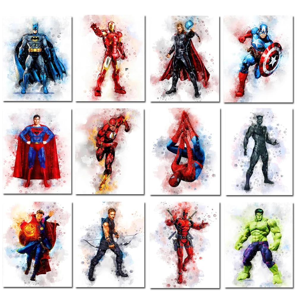 

Disney Marvel Movie Posters and Prints Super Hero Canvas Painting On the Wall Captain America Thor Pictures for Room Wall Decor