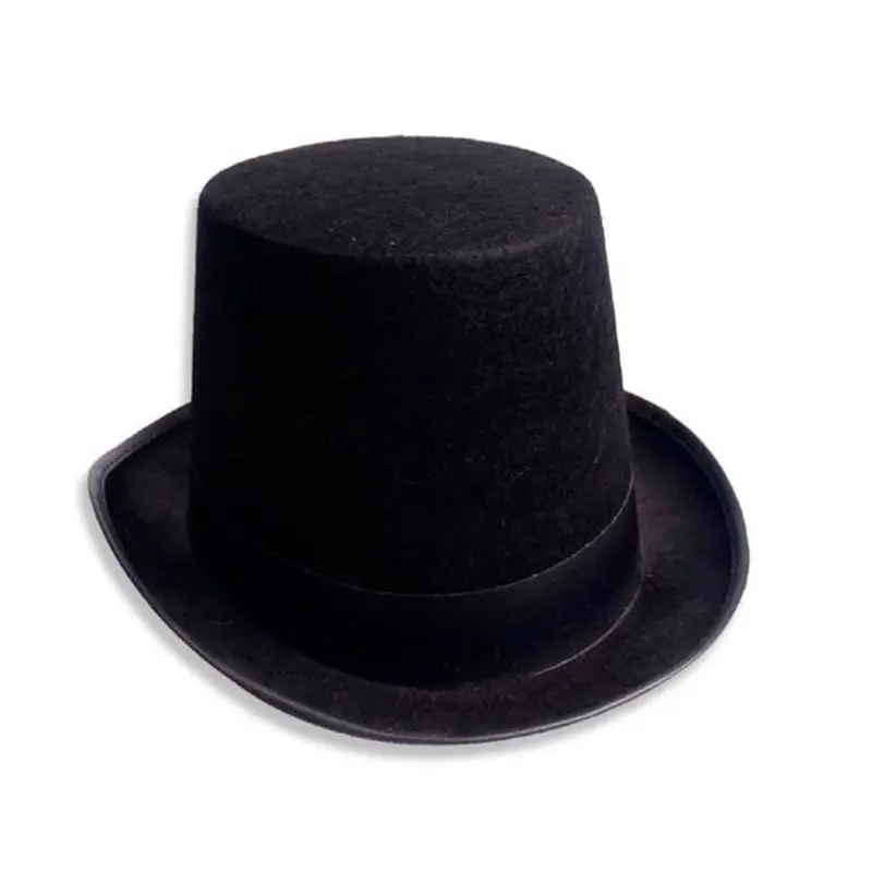 

2024 New Men Women Retro Magician Black Jazz Halloween Felt Top Hat DIY Steampunk Masquerade Dress Up Party Cosplay Costume