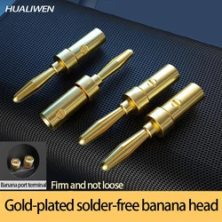 4pcs 24K Gold-plated Copper Banana Speaker Plug Connector Adapter Audio Banana Connectors for Speaker Wire Amplifiers