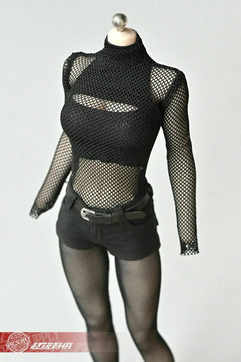 In Stock 1/6 Scale Sexy Female Figure Accessory Woman Mesh T-shirt See-through Top Clothes for 12'' Action Figure Body