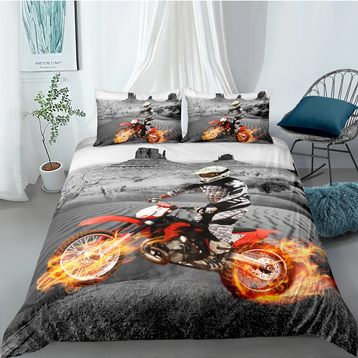 3D Camel Duvet Cover Sets Motorcycle race Bed Linens and Pillow Cases Full Double Single Twin Queen Size 140*210cm Home Textile