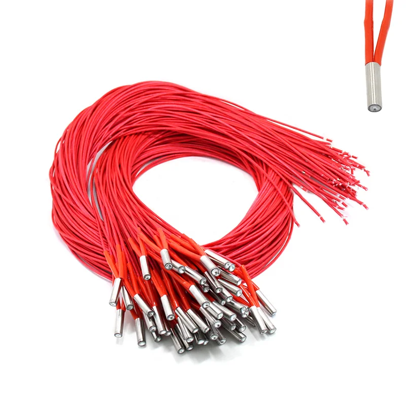 RAMPS 1pcs 12V/24V 40W Heater Cartridge With 100cm Cable for 3D Printer for J head V6 Heater Block PT100 HOTEND Volcano MK8 MK9