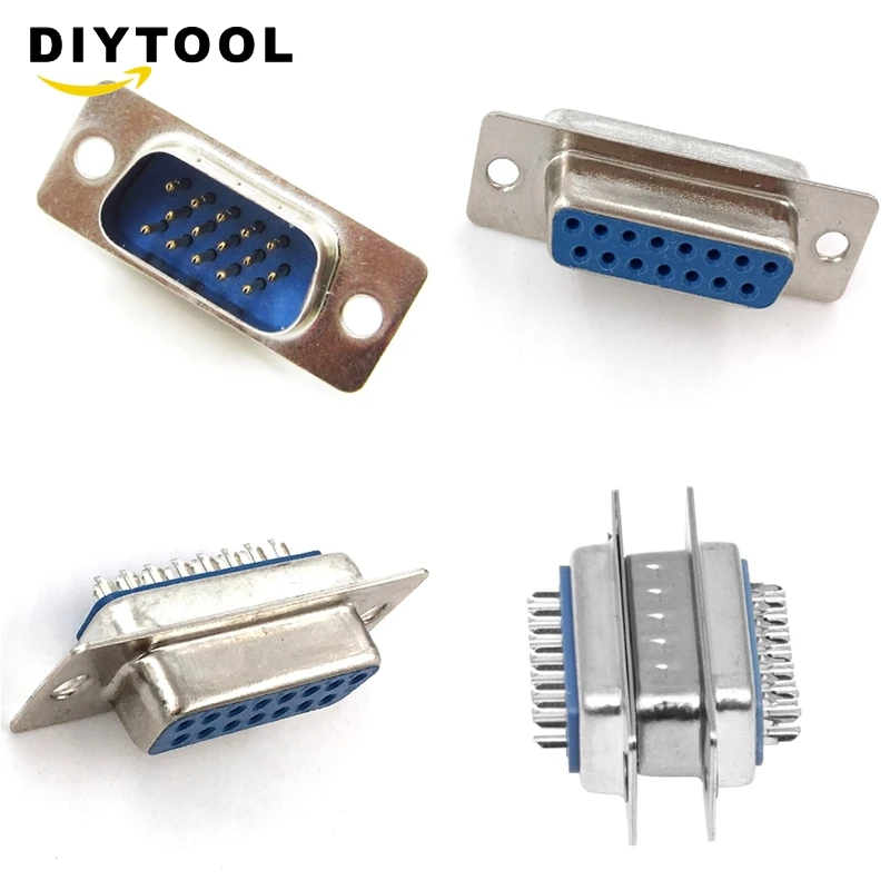 10 piezas DB15 Jack VGA 3 filas 15Pin D-SUB cable tipo soldadura DIY conector de enchufe