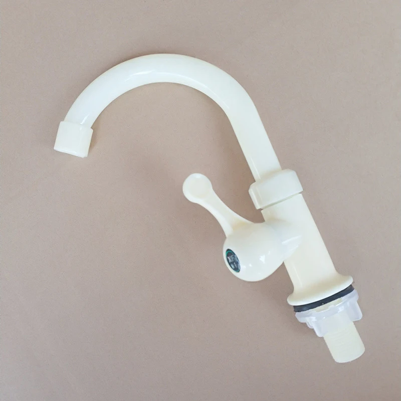 Plastic Kitchen Mixer Faucets Senducs Single Cold Kitchen Mixer Taps Deck Mounted ABS Single Cold Kitchen Sink Mixer Faucet