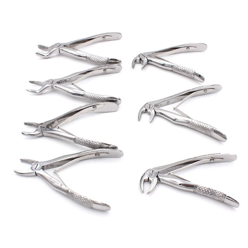 7pcs Dental Lab Instruments Tools Dental Forceps Children's Tooth Extraction Forcep Pliers Kit Orthodontic Stainless Steel