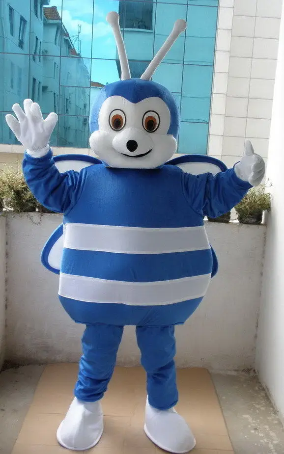 Nova versão a abelha gorda azul mascote traje adulto festa de aniversário fantasia vestido halloween cosplay roupas de natal