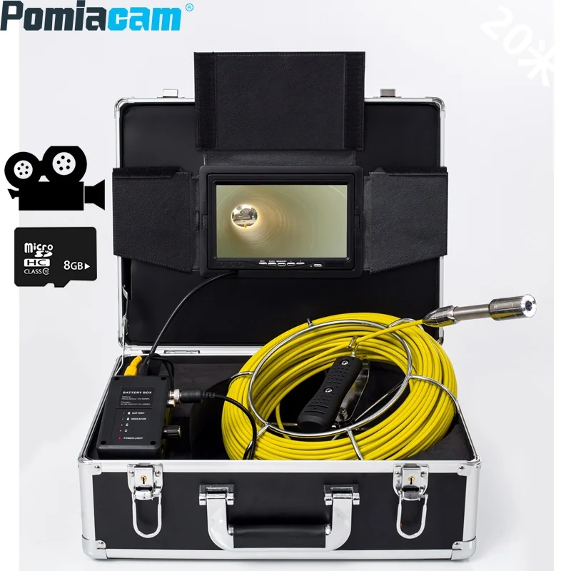 

WP70A Pipeline Endoscope Camera 7" Monitor 23MM 20/30/40/50M Pipe Inspection Video Camera IP68 Waterproof Industrial Endoscope