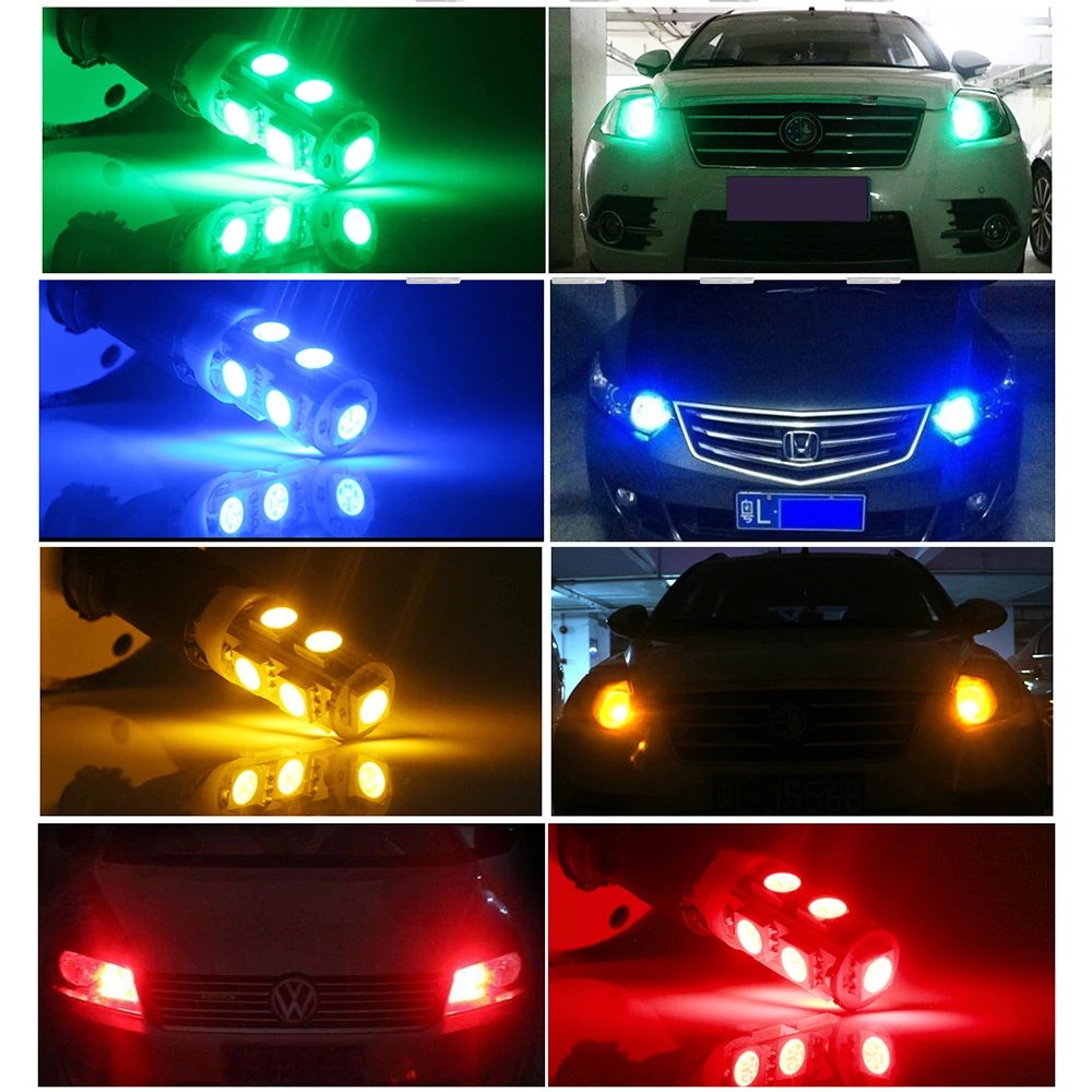 12V 24V W5W 194 T10 5050 9SMD LED Bulb RV Camper Truck Car Door License Plate Reading Light White Blue Red Green Amber Pink 4PCS